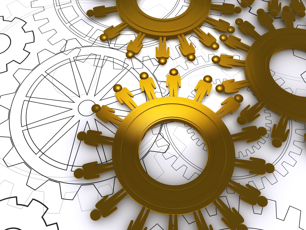 golden people cogs as concept