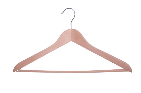 wooden clothes hanger isolated on white background