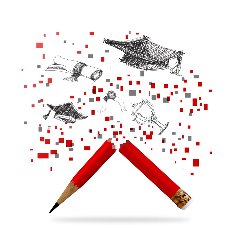 pencil of graduation celebration on white